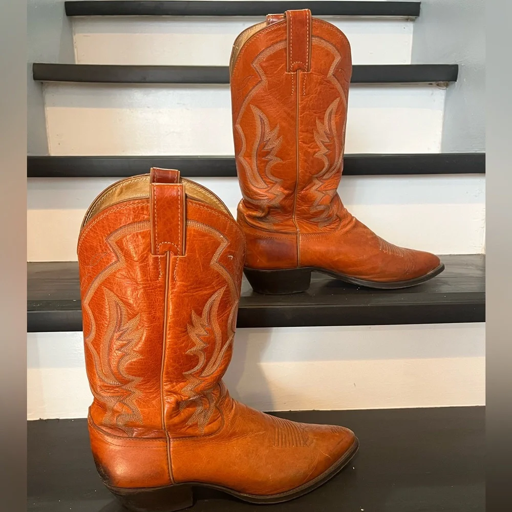 Justin Boots Men’s Style 9214 Chestnut Yearling Western Cowboy Boots, Sz 10.5D